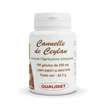 Bouteille de Cannelle de Ceylan bio en gélules Vital Osmose, 100 capsules 350mg sur fond blanc