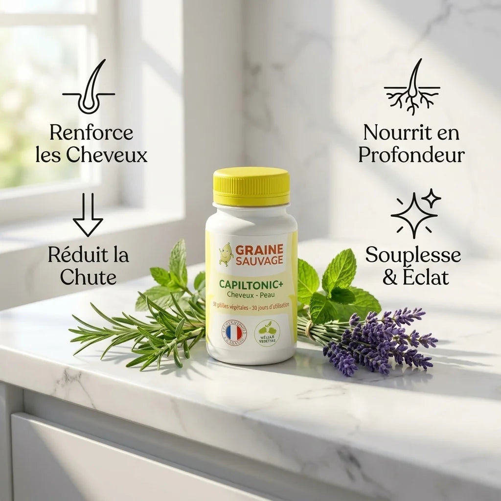 Capiltonic+ 90 gélules anti-chute cheveux avec bénéfices: renforce, réduit chute, nourrit, éclat