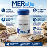 Gélules chair d'huîtres MERalia avec bénéfices : taurine, énergie, récupération physique naturelle