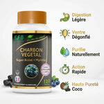 Charbon végétal super activé myrtille SF Laboratoires avec bénéfices digestion et ventre dégonflé