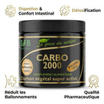 CARBO2000 charbon activé poudre 100g avec bénéfices : digestion, détoxification, ballonnements