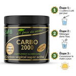 Charbon activé CARBO2000 100g avec instructions dosage : 1 cuillère à café par jour à mélanger dans l'eau le matin à jeun