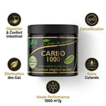 Charbon végétal activé CARBO1000 SFB avec bénéfices : digestion, détoxification, élimination gaz, soins cutanés