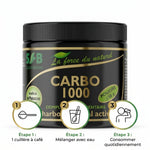 Charbon végétal activé CARBO1000 SFB Laboratoires avec guide d'utilisation en 3 étapes