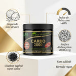Charbon végétal super activé Carbo 2000 SFB Laboratoires en granulés avec infographie ingrédients