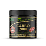 Charbon végétal activé en granulés SFB Laboratoires Carbo 2000 sur fond blanc