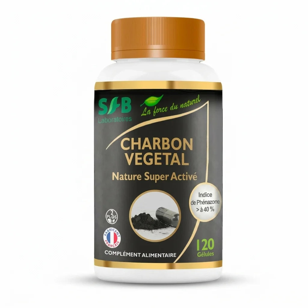 Charbon végétal super activé SFB Laboratoires en flacon avec gélules