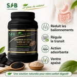 Charbon végétal activé + psyllium bio SFB pour digestion, réduit ballonnements et régule transit