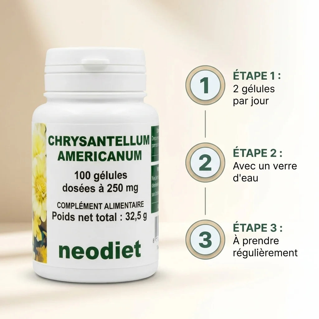 Chrysantellum Americanum gélules Vital Osmose avec dosage 2 gélules par jour