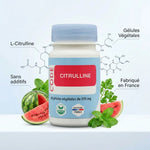Citrulline en gélules végétales 595mg, bouteille de 60 capsules fabriquées en France