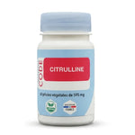 Bouteille de Citrulline en gélules végétales 595 mg avec étiquette rouge sur fond blanc