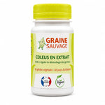 Coleus en Extrait 60 gélules Graine Sauvage bouteille avec bouchon jaune fond blanc