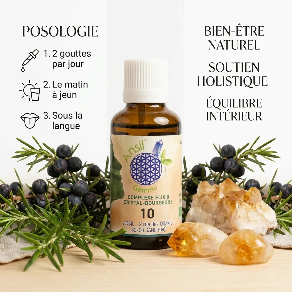 Complexe bio n°10 Citrine Romarin Genévrier Figuier avec posologie et ingrédients botaniques