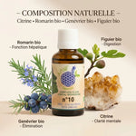 Complexe bio n°10 avec flacon ambré, Citrine, Romarin, Genévrier et Figuier bio - élixir naturel digestion et foie