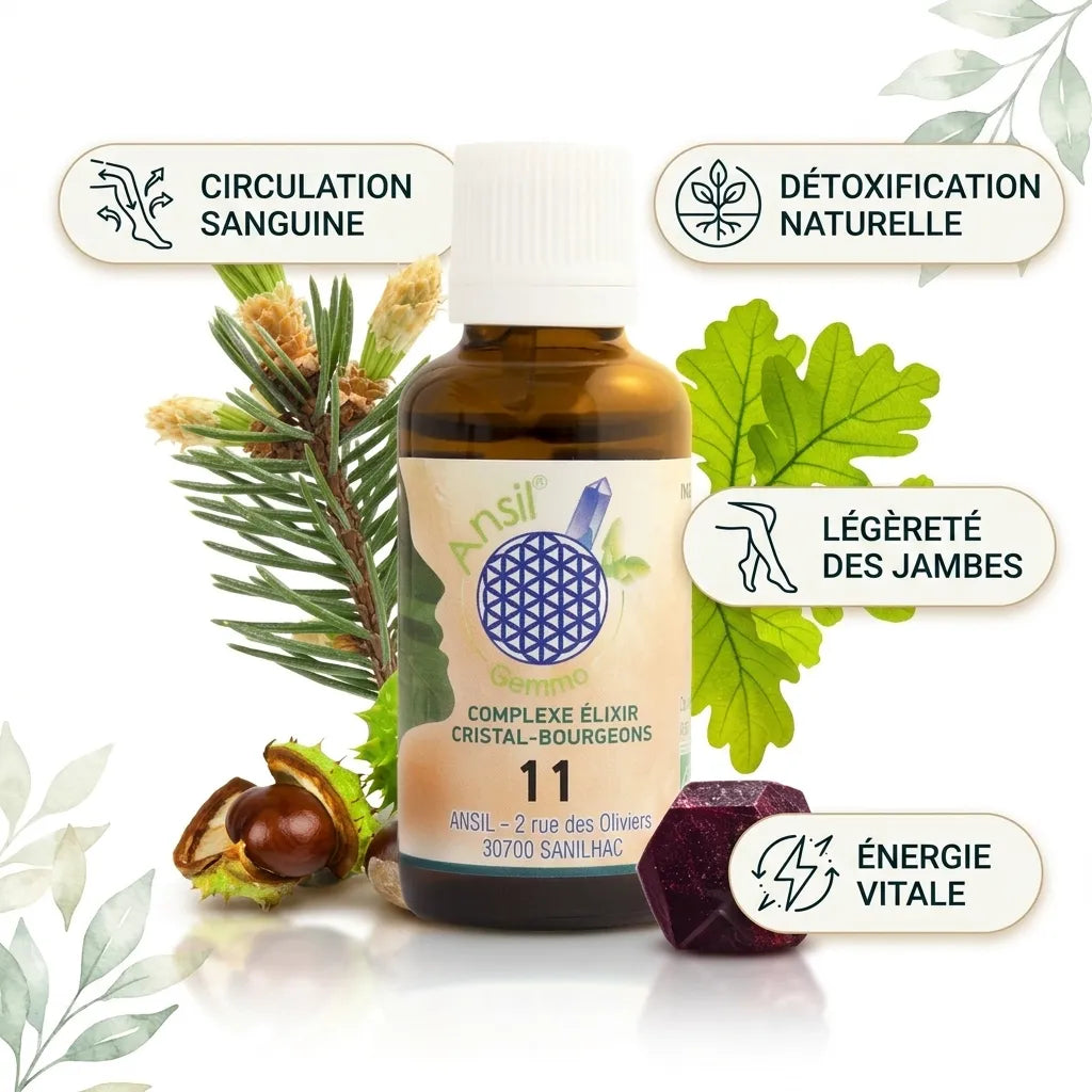 Complexe bio n°11 Grenat Chêne Marronnier circulation sanguine légèreté jambes détoxification naturelle