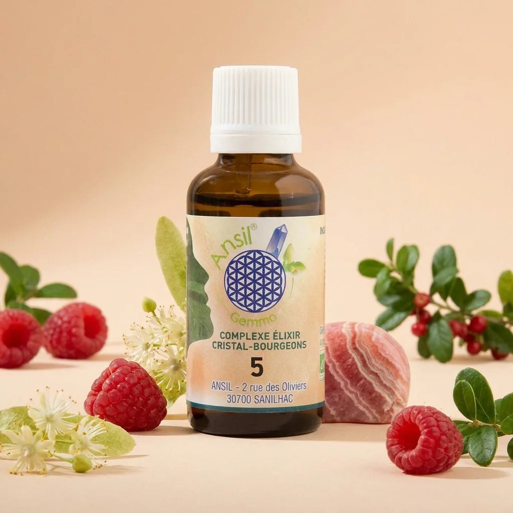 Complexe bio n°5 Rhodochrosite Framboisier Airelle Tilleul avec ingrédients naturels