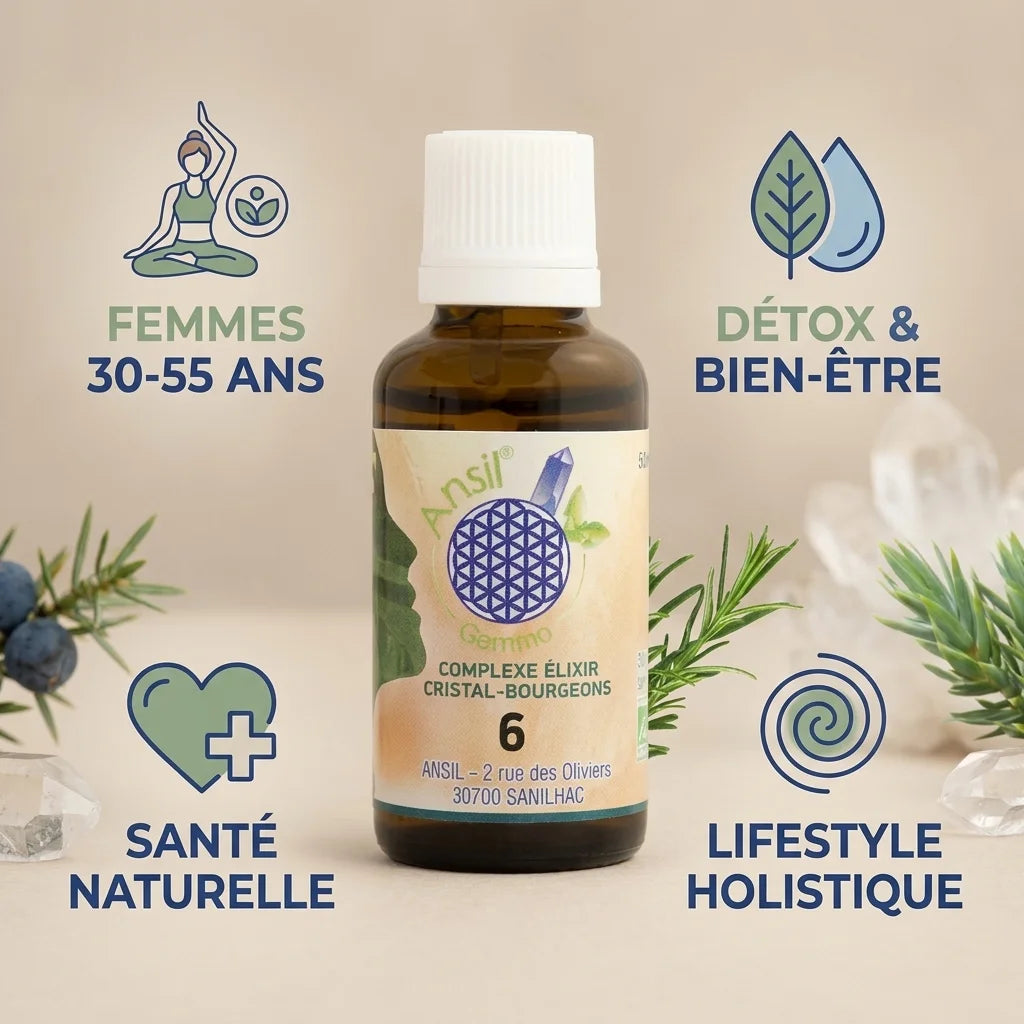 Complexe Bio N°6 Zéolite Genévrier Noyer Romarin pour détox et bien-être naturel femmes