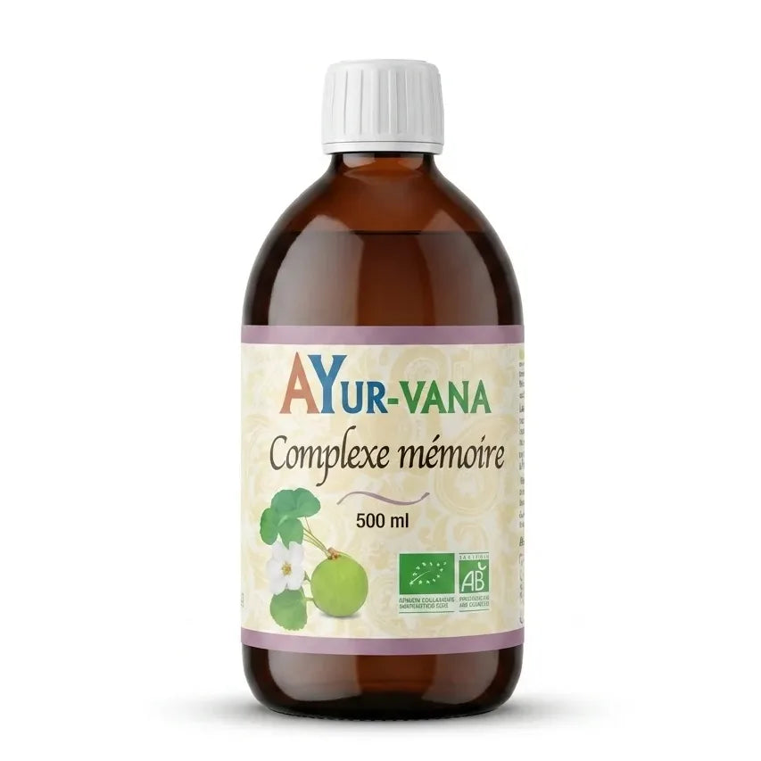 Complexe mémoire bio 500ml Ayurvana - flacon verre brun certifié bio