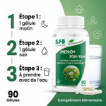 Complément alimentaire Méno+ Soja Yam en gélules SFB avec instructions posologie pour ménopause