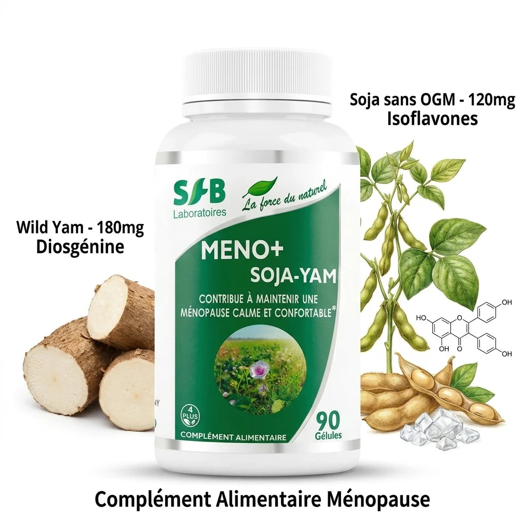 Complément ménopause Méno+ Soja Yam en gélules SFB avec Wild Yam et isoflavones