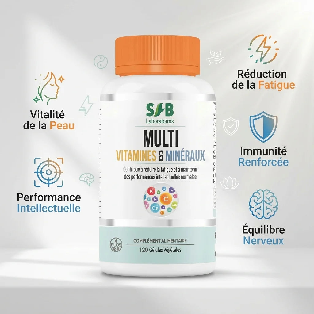 Complexe vitamines et minéraux SFB en gélules - Réduction fatigue, immunité, vitalité et performance
