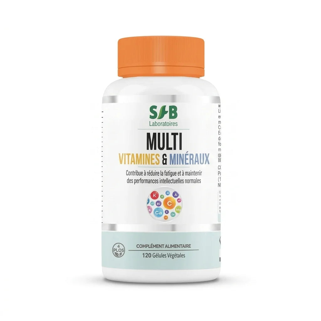 Complexe vitamines et minéraux SFB en gélules végétales, flacon de 120 gélules