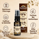 Spray Confiance en soi Biofloral 20ml avec bénéfices : ancrage, sérénité, estime de soi