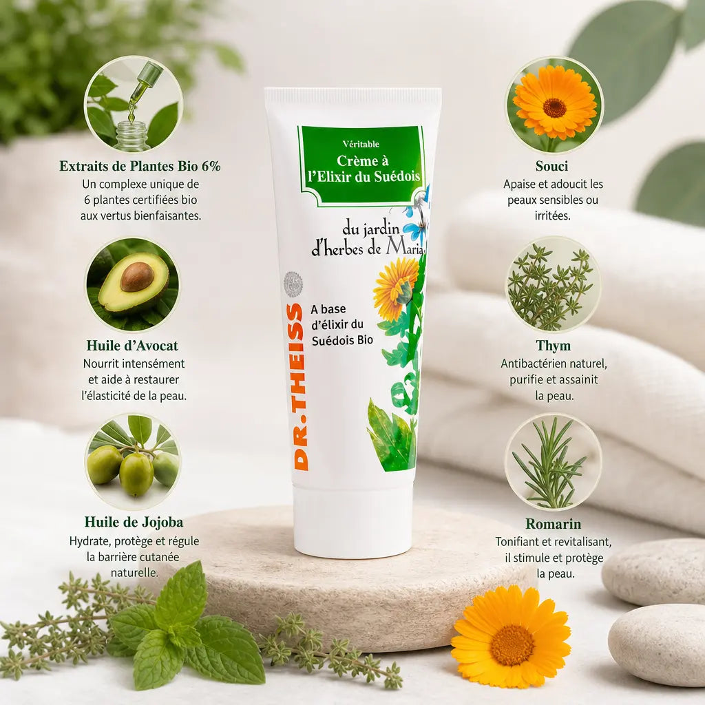 Crème à l'Élixir du Suédois Dr.Theiss avec ingrédients botaniques bio naturels