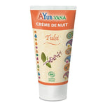 Crème de nuit Tulsi bio Ayurvana certifiée, tube sur fond blanc