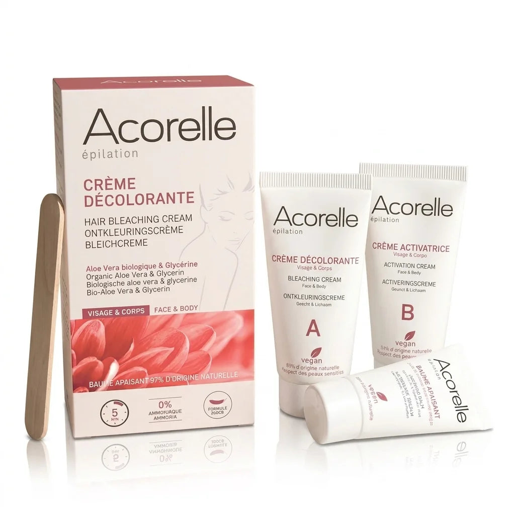 Crème décolorante visage corps Vegan Acorelle - Kit complet avec tubes et applicateur