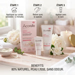 Crème dépilatoire Acorelle zones sensibles - Guide application 3 étapes visage