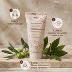 Crème hydratante bio Najel avec instructions d'application et certification Cosmos Organic