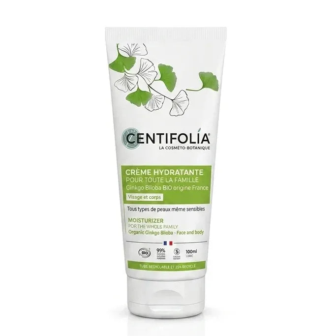 Crème Hydratante Famille Centifolia bio vegan 100ml tube blanc fond blanc