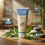 Crème pieds Neem bio Ayurvana avec bénéfices : purifie, assainit, hydrate, anti-odeur, peau saine