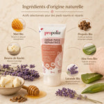 Crème pieds secs Bio Propolia avec miel, karité et propolis - tube blanc avec ingrédients naturels