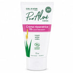 Tube de crème réparatrice Aloe Vera bio Pur'Aloé 75ml sur fond blanc