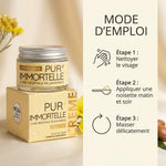 Crème visage Pur'Immortelle bio Propos'Nature avec mode d'emploi et étapes d'application