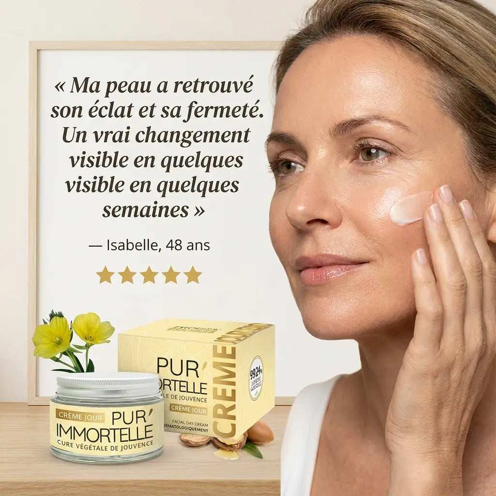 Crème visage Pur'Immortelle bio jour - Application peau mature avec témoignage client