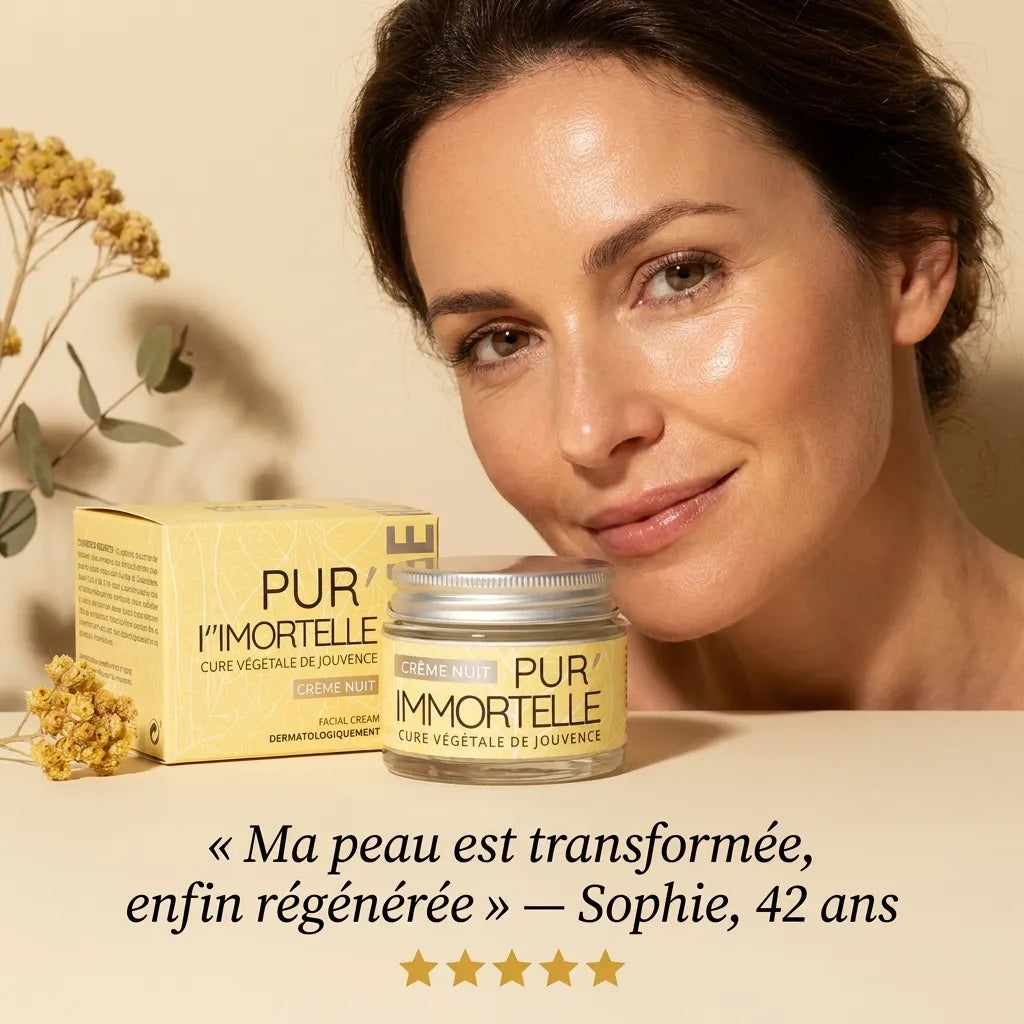 Crème Nuit Pur'Immortelle bio avec témoignage client et avis 5 étoiles