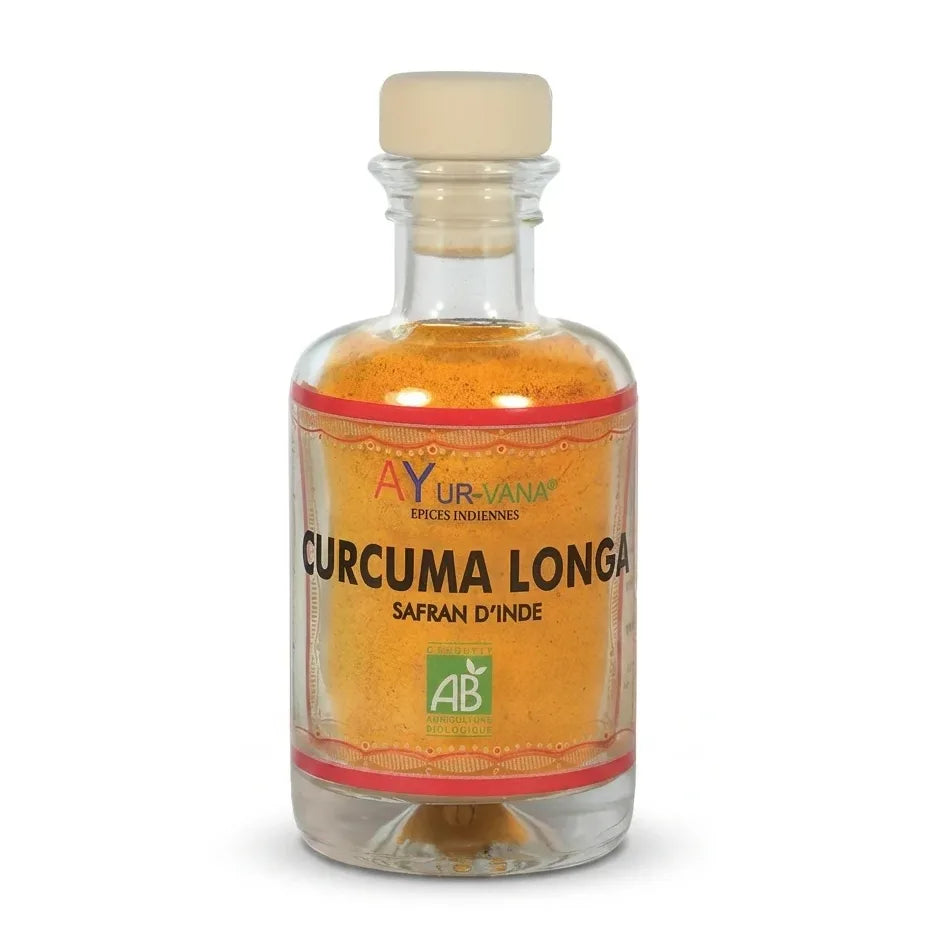 Curcuma Longa Bio Ayurvana en poudre - épice vegan écologique en flacon verre