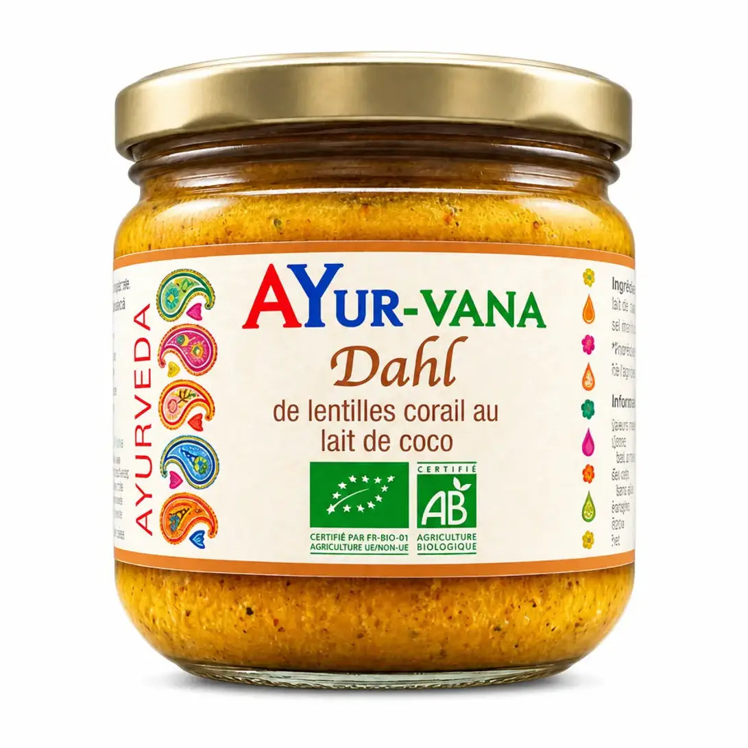Dahl de lentille corail AYur-vana 320g au lait de coco en pot verre