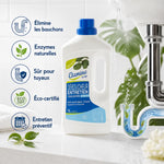 Déboucheur canalisation Etamine du Lys 1L avec enzymes naturelles et bénéfices infographie