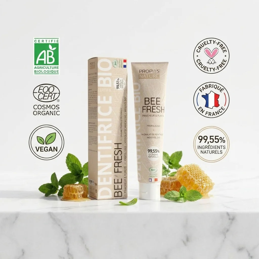 Dentifrice BEE'FRESH bio Propos'Nature avec certifications AB, Cosmos et ingrédients naturels