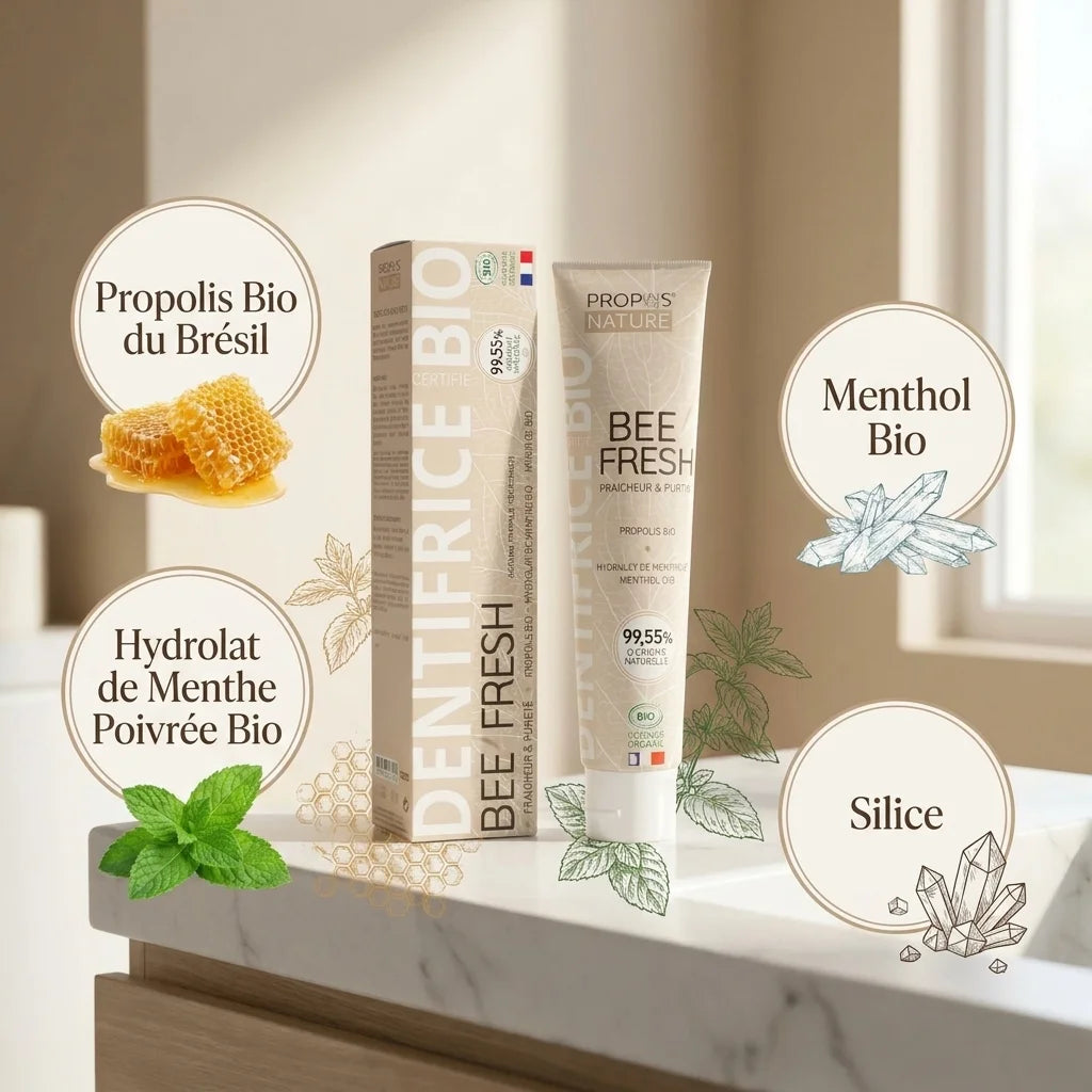Dentifrice BEE'FRESH bio Propos'Nature avec propolis, menthe poivrée et ingrédients naturels certifiés