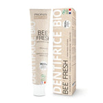 Dentifrice BEE'FRESH bio Propos'Nature tube et boîte packaging beige fond blanc