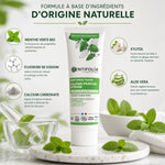Tube dentifrice Centifolia fluor Bio 75ml avec ingrédients menthe verte, fluorure, calcium et aloe vera