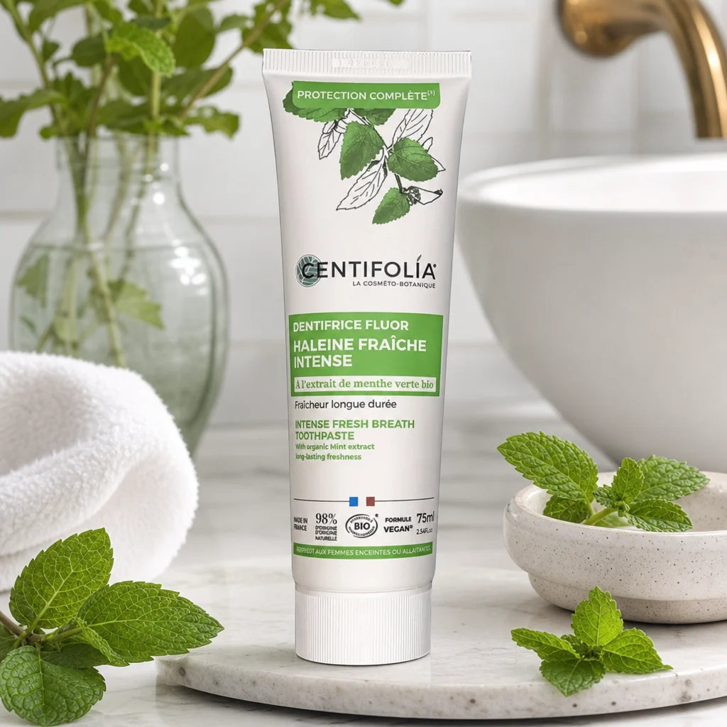 Dentifrice fluor Bio Centifolia haleine fraîche 75ml avec feuilles de menthe fraîche