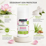 Déodorant bio Coslys avec ingrédients naturels : lotus, pierre d'alun, aloe vera et amande douce