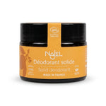 Déodorant solide bio Najel parfum Mangue citrus en pot noir avec label doré