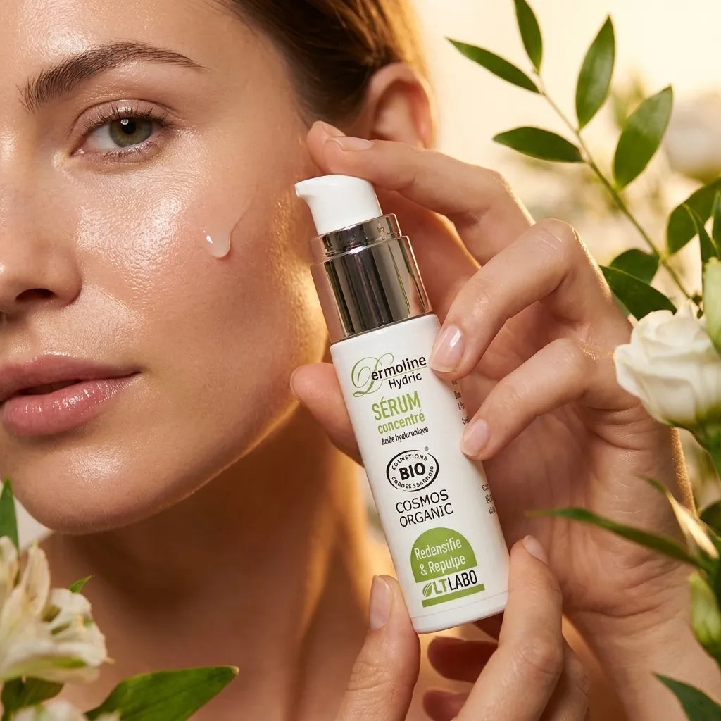 Dermoline Hydric Serum bio LT Labo application sur peau hydratée et lumineuse